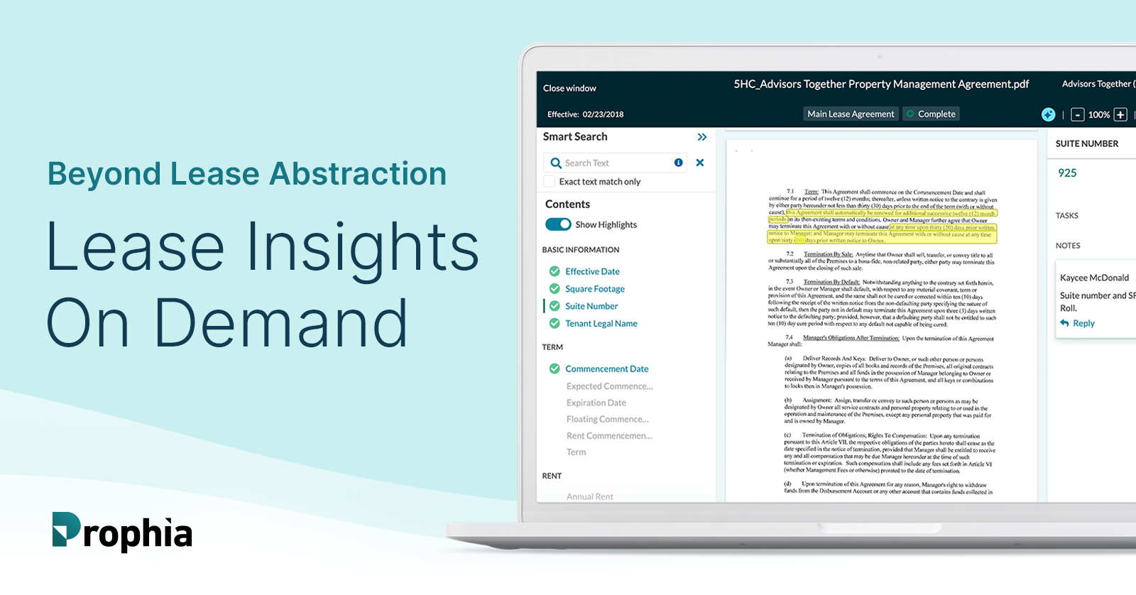 Prophia Review: AI-powered lease abstraction linking extracted data directly to the source document