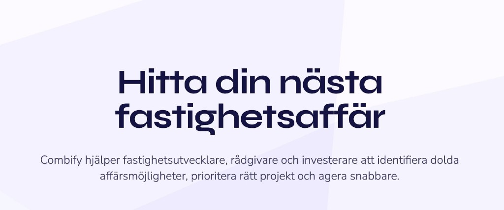 Combify Review: Map and analyze Swedish commercial real estate development opportunities with native AI.