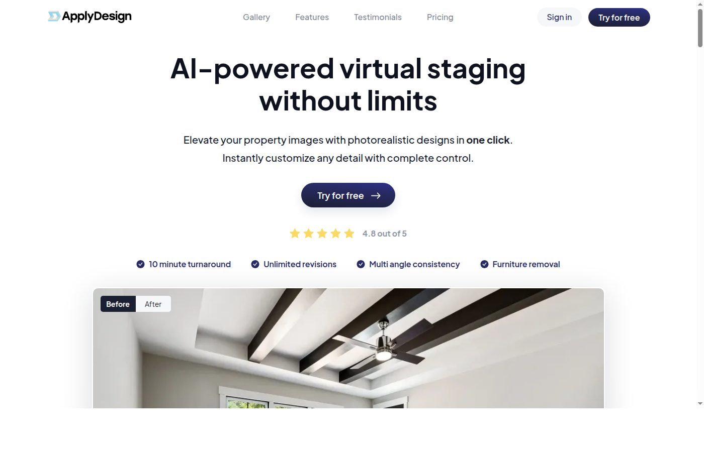 Apply Design Review: AI virtual staging tool delivering photorealistic furniture for commercial real estate marketing