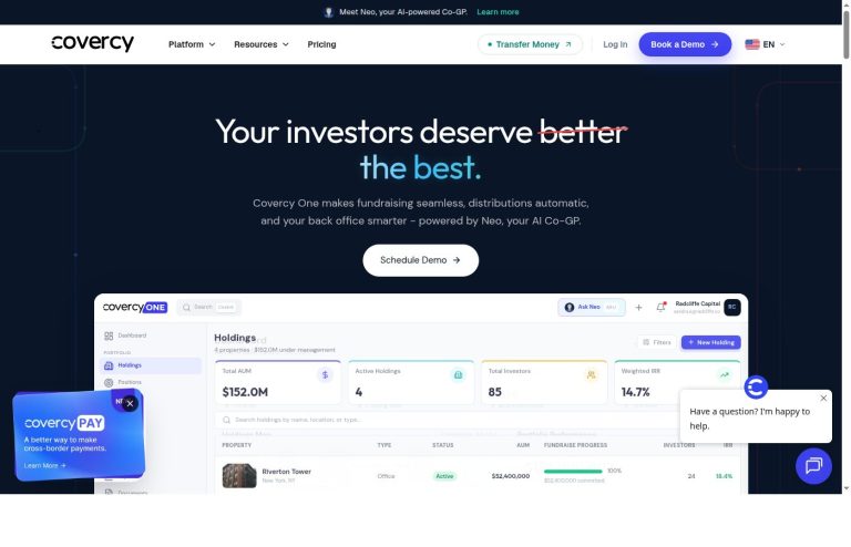 Covercy Review: Investor operations and banking for real estate sponsors