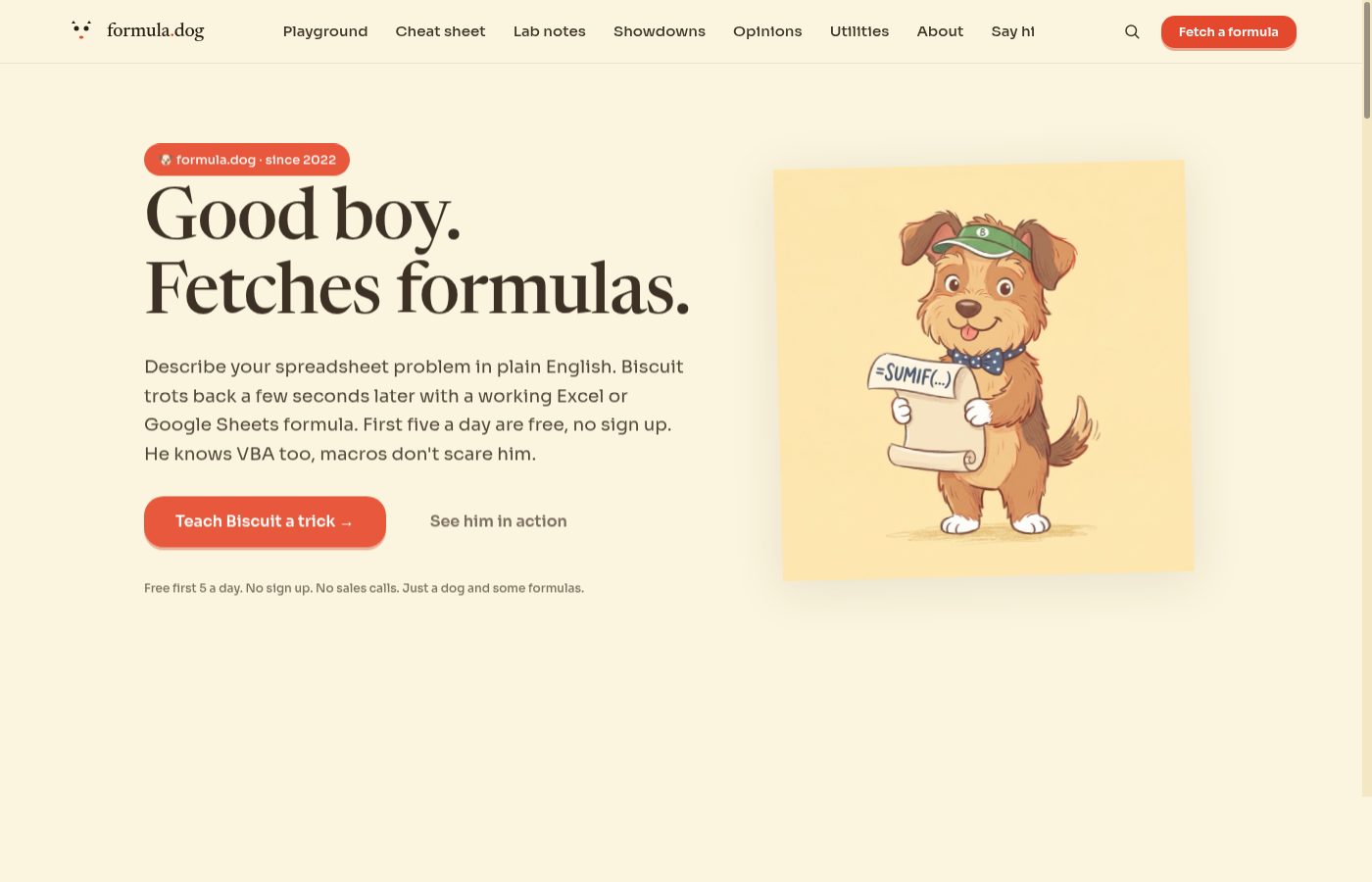 Formula Dog Review: AI formula generator that translates plain English into spreadsheet functions